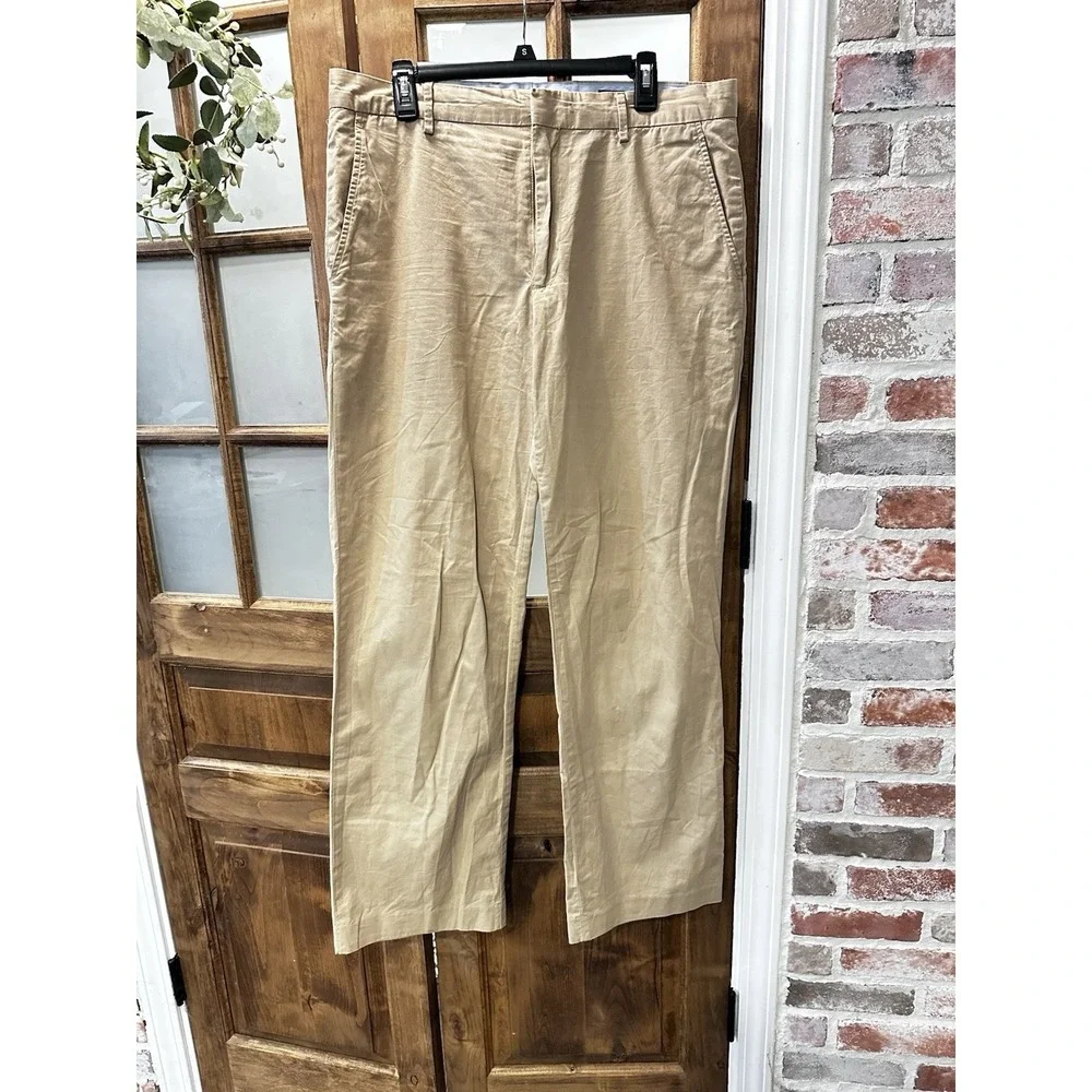 Banana Republic Straight Dress Chino Mens Khaki Tan Cotton Pants Academia‎ 36